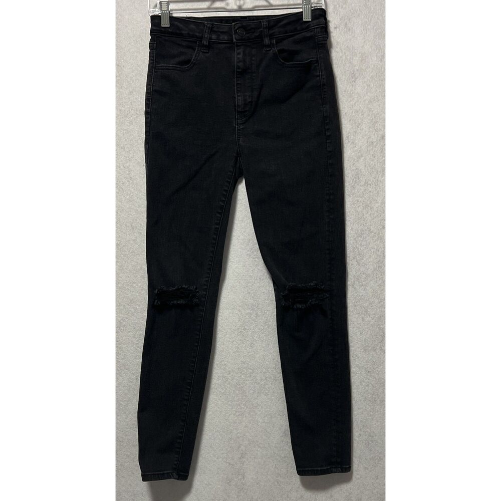 Ne(X)t Level Stretch Women's American Eagle Black Distressed Jeans Size 8R